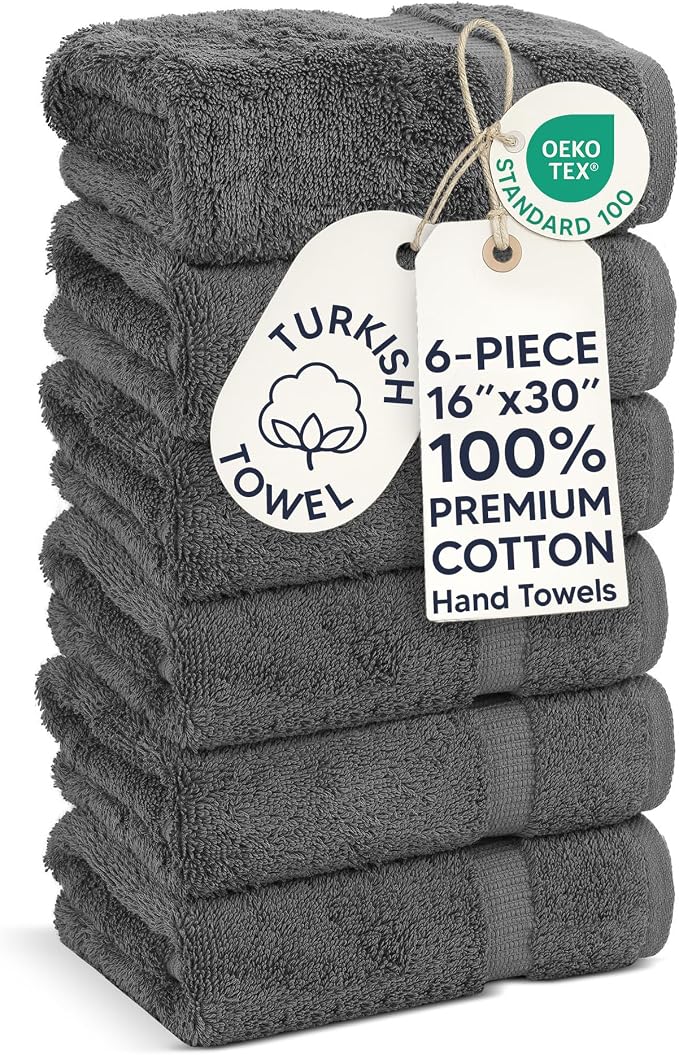 Chakir Turkish Linens | Hotel & Spa Quality 100% Cotton Premium Turkish Towels | Soft & Absorbent (6-Piece Hand Towels)