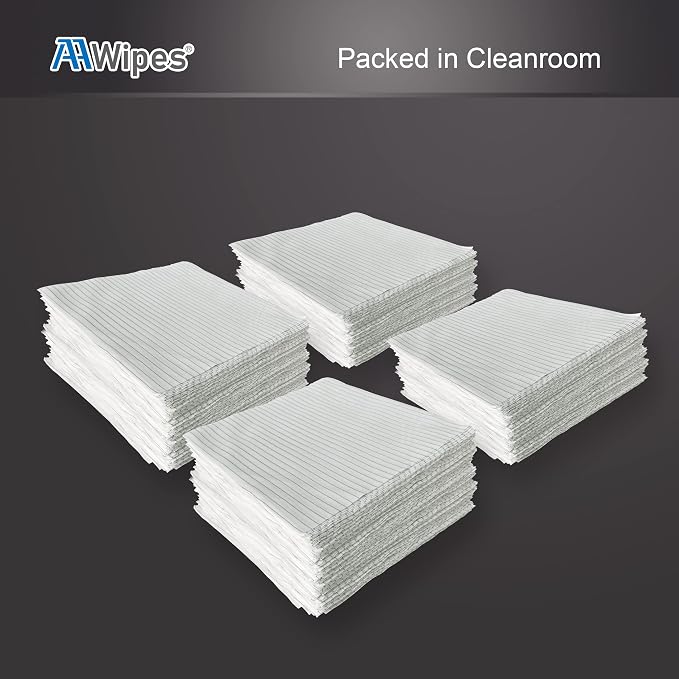 AAWipes Anti-Static Cleanroom Wipe Cloths (4"x4", Pack of 400) - Safe Electrostatic Discharge (ESD) Polyester Wiper Special ESD-Safer Wiper Cloths Lint Free Static Dissipative Wipers (CE16004)