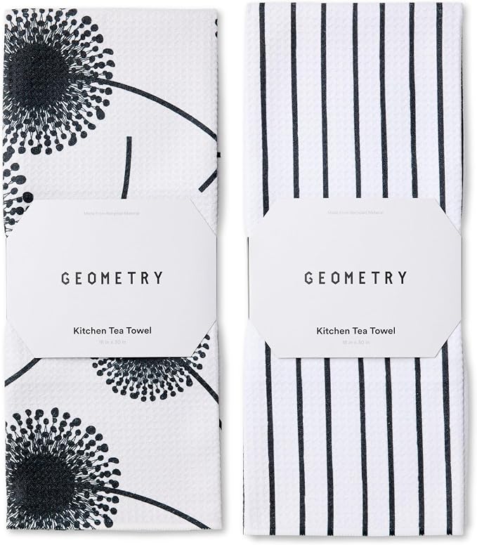 GEOMETRY Kitchen Tea Towels - Quick Dry Microfiber Dish Towels for Kitchen Linen Breeze, 18" x 30" 2 Pack