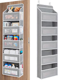 JARLINK Over the Door Organizer for Bedroom, Pantry, Bathroom, 5 Shelf Grey | Anti-Tilt Design, 44 lb Load Capacity, Hanging Door Organizer with 5 Large Capacity Pockets, Behind Door Storage for Nursery