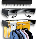 Foldable Wall Mounted Drying Rack - 31.5” Wide, 13.2 Ft Drying Space, 5 Aluminum Rods, Supports Up to 60 lbs - Retractable & Foldable Space-Saving Wall Mounted Clothes Drying Rack (Black)