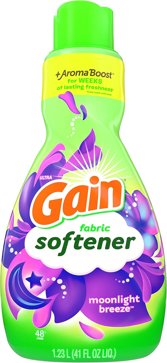 Gain Laundry Fabric Softener Liquid, Moonlight Breeze, Packaging May Vary, Total 192 Loads, 41 Fl Oz, Pack Of 4