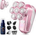 Electric Shaver for Women, Electric Razor with 7D Magnetic Shaver Heads, Wet Dry Bikini Trimmer Kit for Women & Men, Nose Ear Hair Trimmer, USB Rechargeable Clippers, Pink