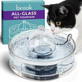 Brook Glass Cat Water Fountain 90oz – Dishwasher Safe Pet & Dog Fountain | Automatic 2.7L drinking water dispenser – quiet, easy to clean glass bowl, filters included – for indoor cats, kittens & dogs