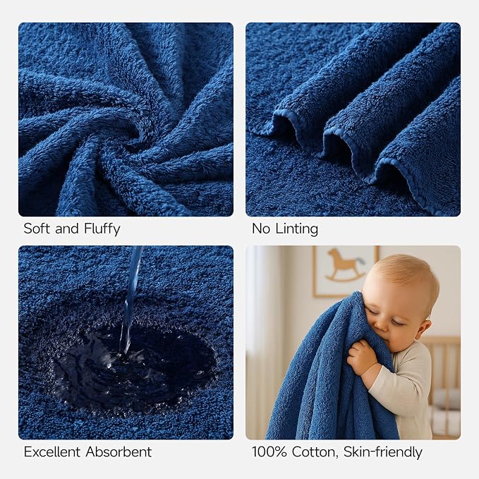 REDKISS 2 Piece Luxury Bath Towel Set - 31x62 inch Oversized Thick Bath Towels, 100% Cotton, 900 GSM, Super Soft, Highly Absorbent, Quick Dry Large Shower Towels for Bathroom, Pool, Gym, Spa, Navy