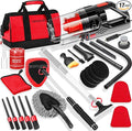 17PCS Car Cleaning Kit, Red Car Interior Detailing Kit with High Power Handheld Vacuum, Detailing Brush Set, Windshield Cleaner, Cleaning Gel, Complete Auto Accessories for Women Girls Gift