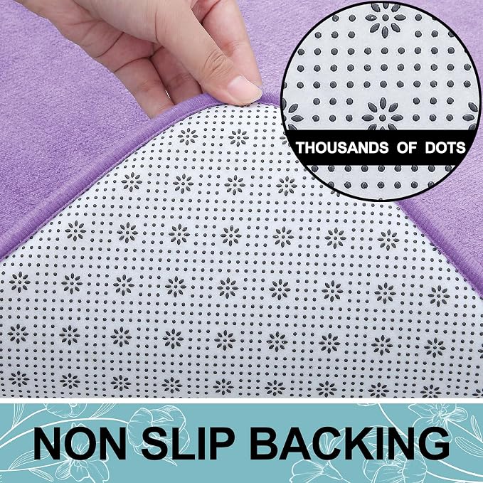 Smiry Memory Foam Bath Mat 30x20, Extra Soft and Absorbent Bathroom Mats, Non Slip Washable Carpet for Floor, Shower and Tub, Purple