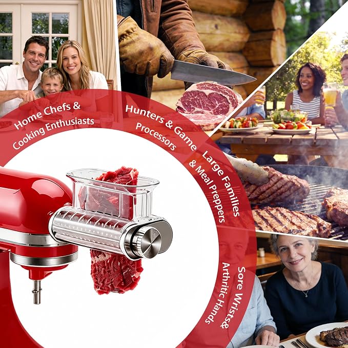 Stainless Steel Meat Tenderizer Attachment for KitchenAid Stand Mixer | 3 Adjustable Thickness, Stainless Steel Meat Tenderizer Tool , Dishwasher Safe, Suitable for Steaks, Pork Chops