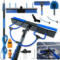 5-24 FT Solar Panel Cleaning Kit, Water Fed Pole Window Cleaning with Soap Dispenser, Window Washing Kit with Extension Pole, Squeegee and Cobweb Dusters for Windows, Solar Panels and Exterior Walls