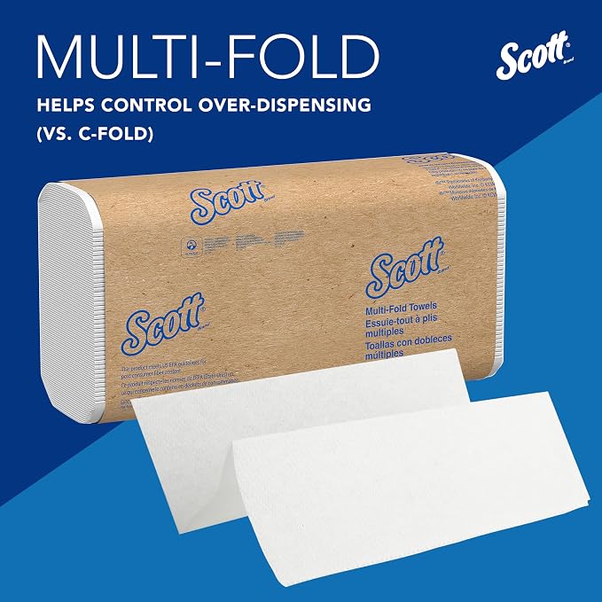 Scott Professional Multifold Paper Towels, Bulk, 12 x 250 Sheets (58091) | Universal, Standard Tier, Absorbency Pockets, Compressed, White, Compatible with Universal Folded Towel Dispensers