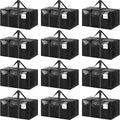 12 Pack Extra Heavy Duty Large Moving Bags with Strong Zipper, Black | Comfortable Handles, Sturdy & Durable Clothes Storage Bags Totes Bins, Blue Packing Moving Boxes for College Supplies