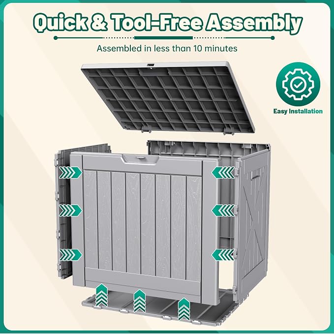 Devoko 40 Gallon Deck Box Lockable Outdoor Storage Box Waterproof for Patio | Weatherproof Use Indoors Outdoors, Holds Patio Cushions, Garden Tools & Pool Supplies, Easy 15-min assembly.