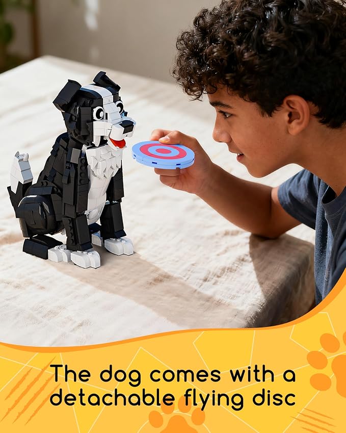 3-in-1 Tuxedo Cat Building Set, Build a Cat, Dog or Rabbit, Creative Building Toy for Kids & Animal Lovers, Birthday Gift for Girls and Boys Ages 8+