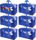 KYODOLED 6 Pack Extra Heavy Duty Blue Moving Bags - Large Move In & Packing Bags for College Students, Sturdy Storage Totes with Strong Zipper & Comfortable Handles for Clothes Storage