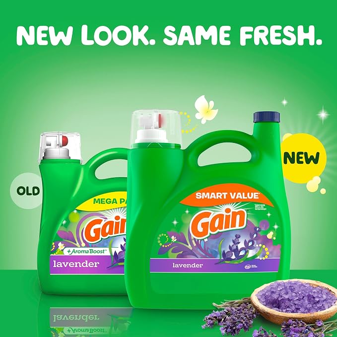Gain Liquid Laundry Detergent, Lavender Scent, 154 fl oz, 107 loads, HE compatible, Laundry Detergent Liquid Soap