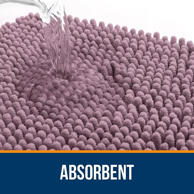 OLANLY Large Bathroom Rugs 45x27, Extra Soft Absorbent Chenille Bath Rugs, Rubber Backing Quick Dry, Machine Washable Bath Mats for Bathroom Floor, Tub and Shower, Home Decor Accessories, Deep Plum