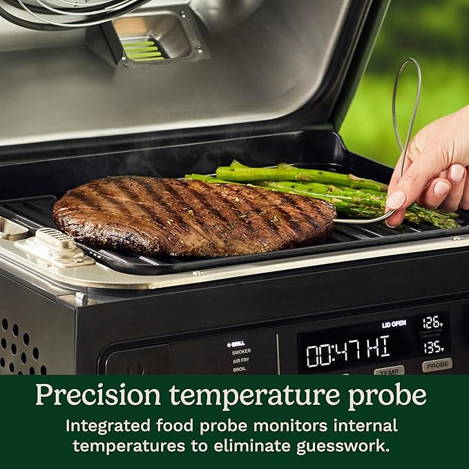 Cuisinart Outdoor Electric Grill, 8-in-1 Air Fryer/Grill/Smoker, 154 sq in | CEG-1302, Cuisinart FlavorBoost 8-in-1 outdoor electric grill, 1800W small electric grill with air fryer & wood-pellet drawer