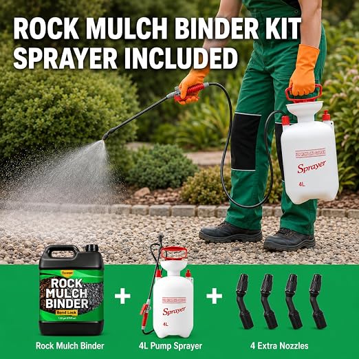 Teexpert 1 Gallon Rock Glue with 4L Pump Sprayer for Landscaping, Mulch Binder Pea Gravel Adhesive Concentrate,Landscape Lock Spray for Rocks, Mulch Anchor Fast Dry Safe for Plant Pet Garden Beds