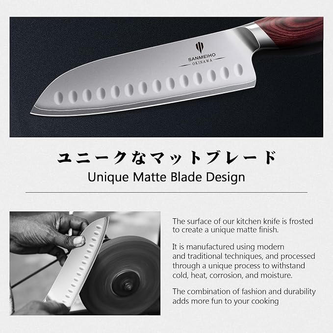 7 Inch Chef Santoku Knife, High Carbon 10Cr15Mov Stainless Steel | Japanese Ultra Sharp Professional Kitchen Cooking Knife with Ergonomic Pakkawood Handle
