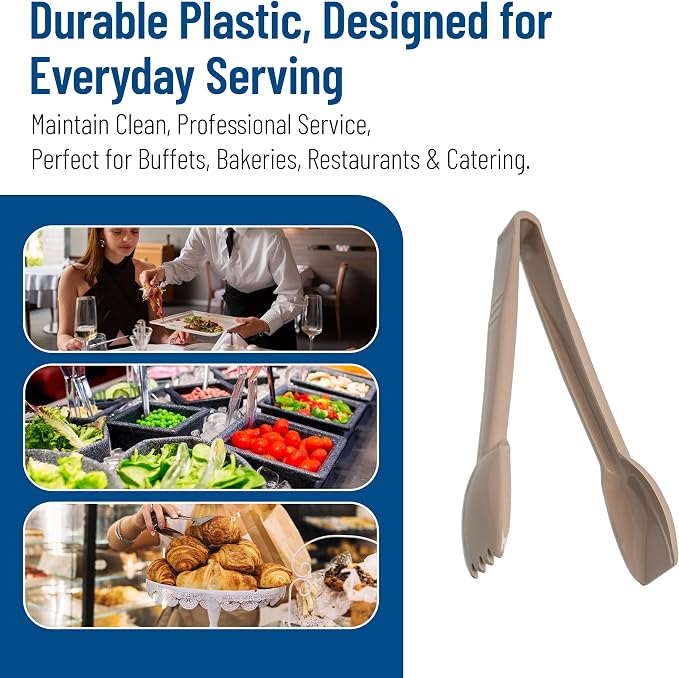 Carlisle FoodService Products 460906 Carly Salad Tong, 9" Salad Tong, Beige, 1 Pack