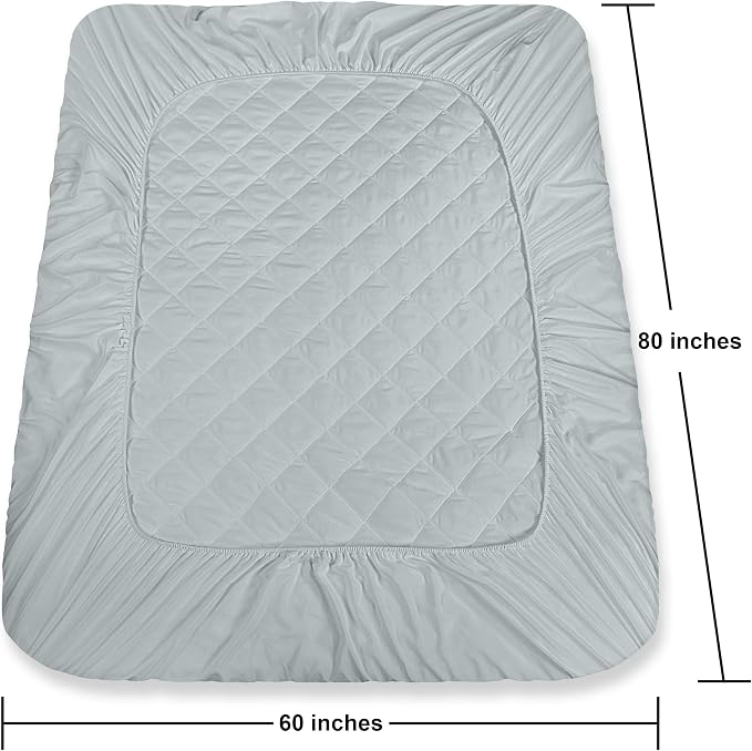 Quilted Fitted Mattress Pad, Queen Mattress Protector Topper with Deep Pocket Stretches up to 16 Inches, Machine Washable Mattress Cover by Utopia Bedding (Light Grey)