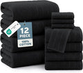 Casa Platino Towel Set Soft Absorbent Quick Dry 100% Cotton - Black | Towels And Washcloths Sets - Lightweight & Breathable, Fade-Resistant Color, Classic Terry Weave, Densely Woven