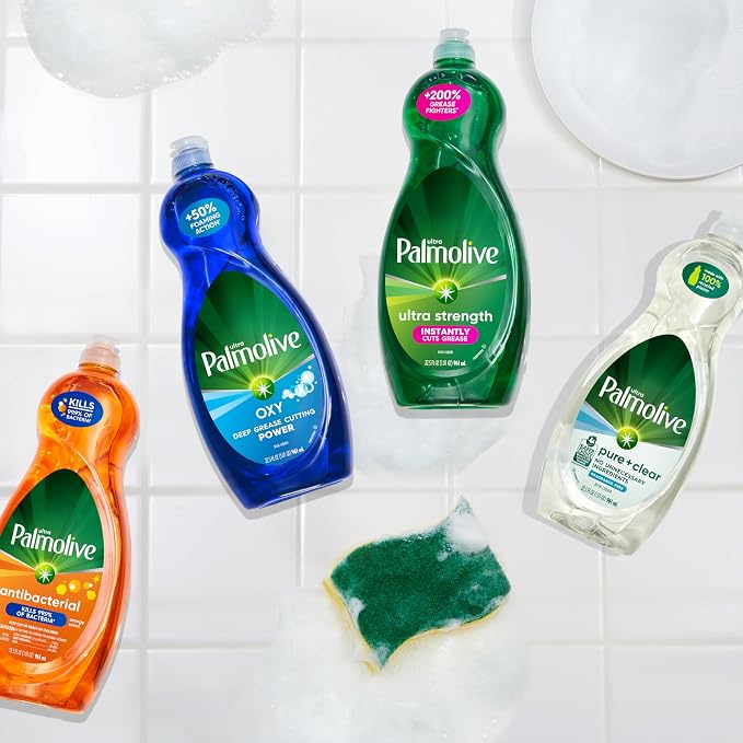 Palmolive Ultra Strength Liquid Dish Soap, Cuts Grease and Grime, No Soaking Needed, Powerful on Plastics, Dishwashing Liquid, 9.7 fl oz Bottle