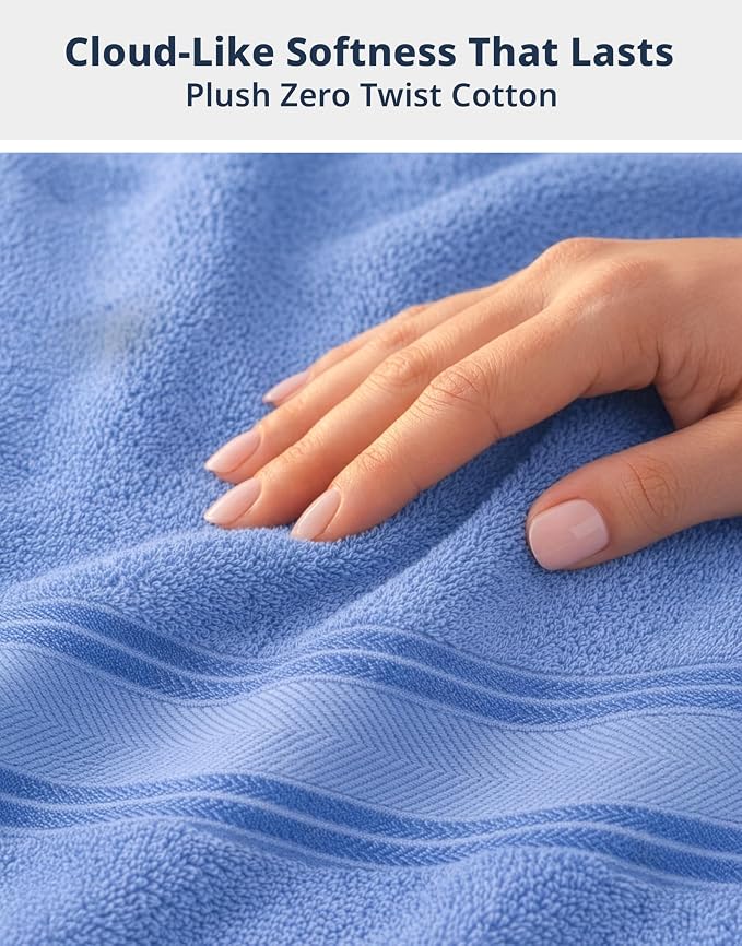 LANE LINEN Towel Set Quick Dry 100% Cotton 18 Piece Soft Absorbent - Allure | Oeko-Tex Bath Towels - Zero-Twist Durability, Terry Weave Comfort, Long-Lasting Comfort, Hotel-Style Look