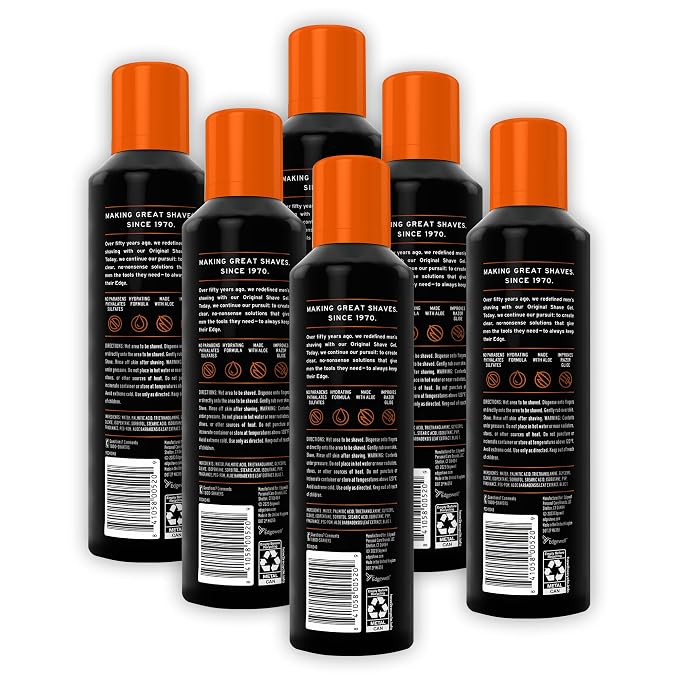 Edge Shaving Gel for Men, Sensitive Skin with Aloe, 6 Pack, Moisturizes, Protects, Soothes, Reduces Skin Irritation