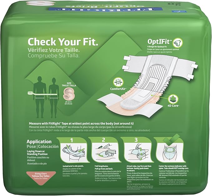 FitRight Adult Incontinence Briefs with Tabs, Moderate Absorbency, Small – Fits 20" to 32" Waist (Maximum 32"), 80 Count