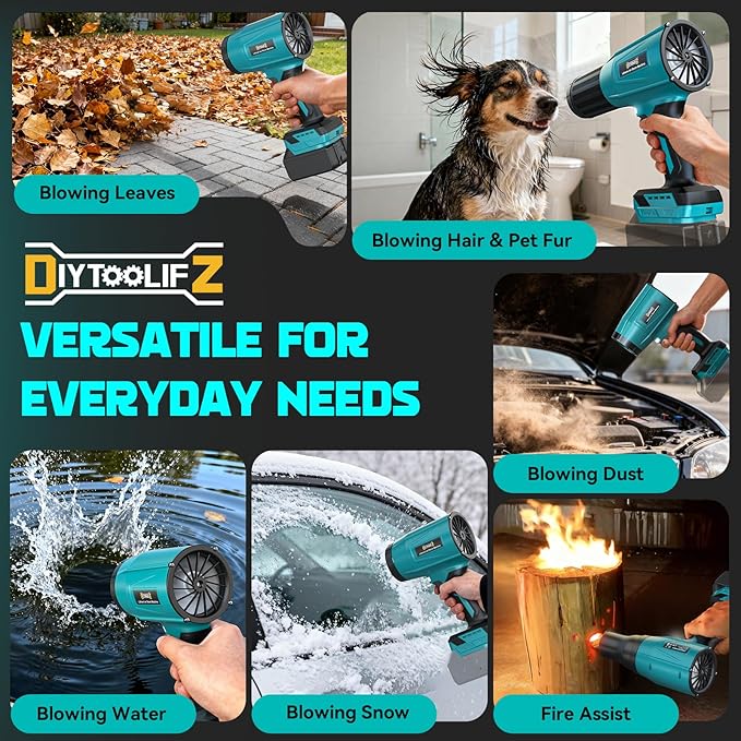 DIYtoolifz Cordless Leaf Blower Compatible with Makita 18V (Tool Only), 800,000RPM Brushless Motor, Adjustable Speed, Lightweight Portable Electric Blower for Car, Patio, Garden (Without Battery)