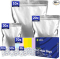 60-Pack 14 Mil Mylar Bags with Oxygen Absorbers, Gusseted 5 Gallon(10), 1 Gallon(20) & 1 Quart(30) Bags with 2500cc, 500cc & 300cc OA - Resealable Mylar Bags for Food Storage with Colourful labels