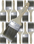 Pro Grade Paint Brushes 3 Inch Flat Paint Brush Set for Walls Trim Cabinets Doors Professional Painter Contractor Interior Exterior 12 Pack