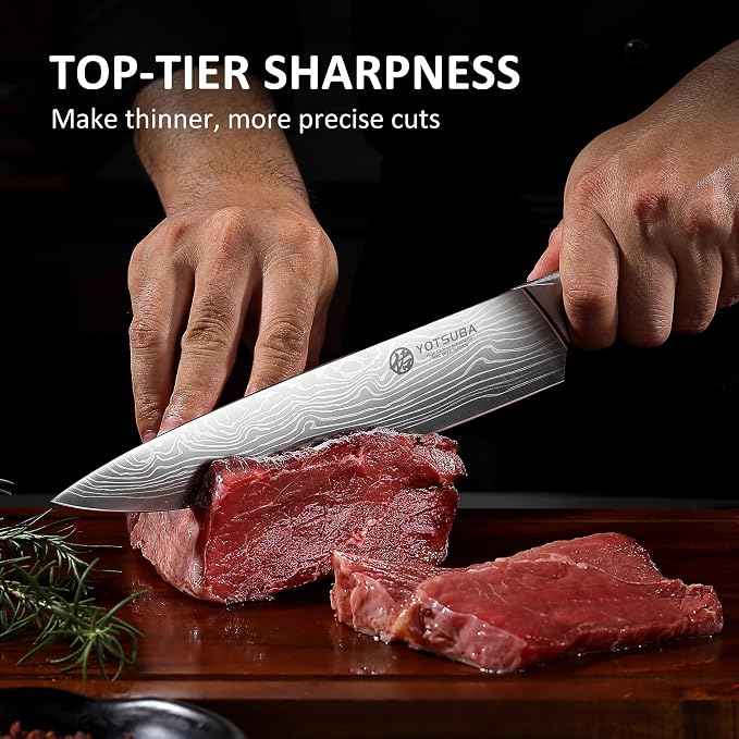 YOTSUBA 9 Inch Japanese Chef Knife, Razor Sharp Professional Kitchen Knife, High Carbon Stainless Steel with Ergonomic Wood Handle, Premium Gift Box for Home Cooking and Gifting