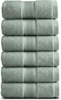 Springtree Home Luxury Bamboo Rayon Hand Towel Set | 6-Pack | Eucalyptus | 35% Bamboo Rayon - 65% Zero Twist Cotton | Absorbent Quick-Dry Towels for Bathroom | Ultra Soft | OEKO-TEX Standard 100