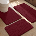 YIHOUSE Bathroom Rugs Set 3 Piece, Memory Foam Bath Mat Red | Ultra Soft, Absorbent, Non-Slip, Machine Washable, for Bathroom, Sink and Toilet