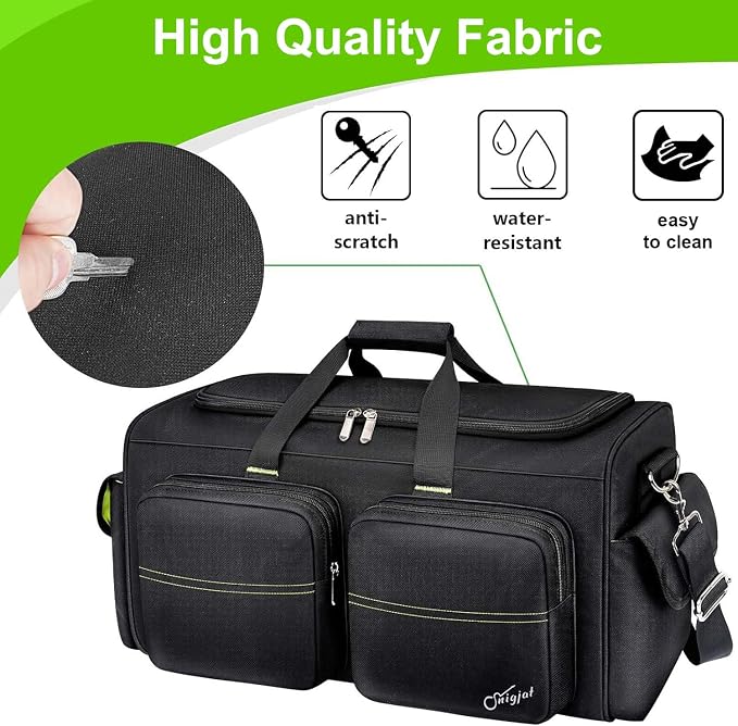 SNIGJAT DJ Bag, Large Capacity DJ Cable Bag with Detachable Hard Dividers | Gig Bag for Musicians with 6 Pockets for Extension Cords, Mics, Cable Organizer with Padded Shoulder Strap, DJ Accessories