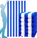6 Packs Stripe Beach Towel Thin Terry Set XL Big Extra Large Oversized Accessories Essentials Soft Super Absorbent Clearance Pool Swim Camping Travel Bath Towels Bulk Men Women Adults Gift Blue