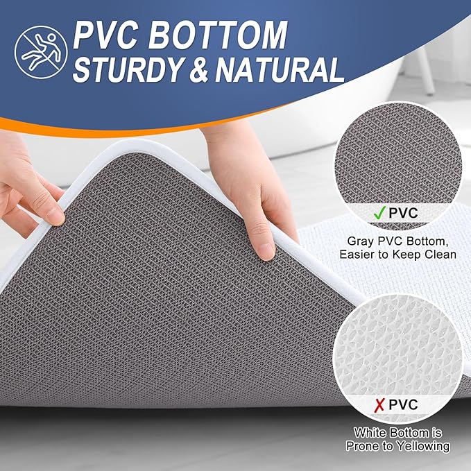 OLANLY Memory Foam Bathroom Runner Rugs 47x20, Absorbent Long Mat, White | Soft Quick Dry Bath Mat Rugs, Non-Slip, Machine Washable Mat for Bathroom Floor, Tub and Shower, Home Decor Accessories