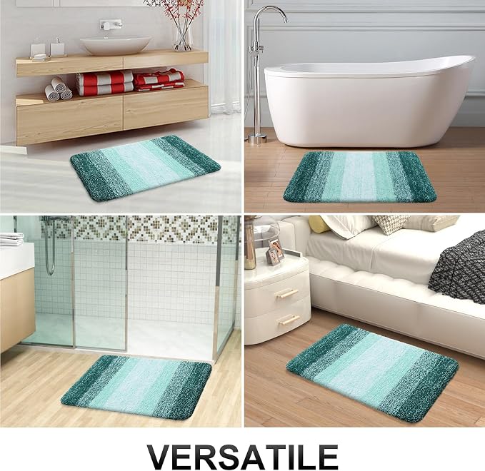 OLANLY Large Bathroom Rugs Mat 45x27, Extra Soft Absorbent Microfiber Bath Rugs, Rubber Backing, Quick Dry, Washable Bath Mat for Bathroom Floor, Tub and Shower, Home Decor Accessories, Blackish Green