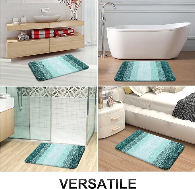 OLANLY Bathroom Runner Rugs Mat 70x24, Extra Soft Absorbent Microfiber Bath Rugs, Rubber Backing, Quick Dry, Long Bath Mats for Bathroom, Tub and Shower, Home Decor Accessories, Blackish Green