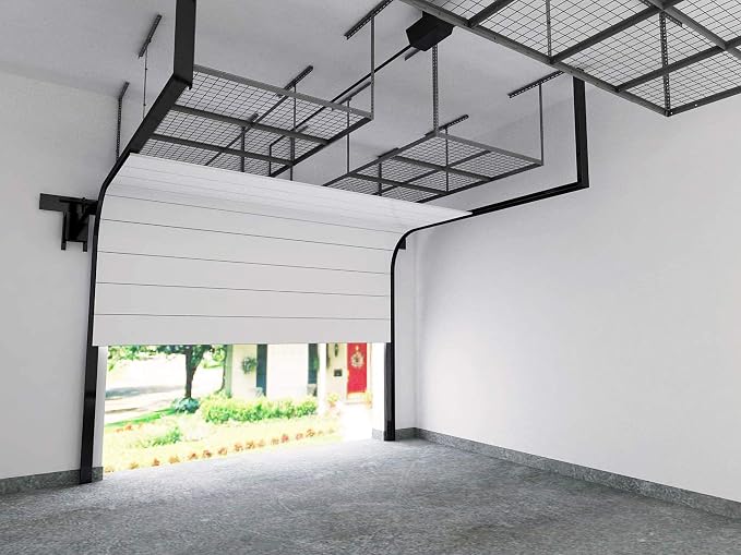 FLEXIMOUNTS 4x8 Overhead Garage Ceiling Storage Rack, 2 Pack, Black | 750lbs Weight Capacity, 22"-40" Adjustable Organization System, Heavy-Duty Metal Ceiling Racks, Classic Series