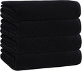 COTTON CRAFT Euro Spa Waffle Weave Bath Towels - Set of 4 Black Towels | Pure 100% Ringspun Cotton Oversized Luxurious Towel Set - Soft Plush Super Absorbent Low Lint Quick Dry - 30 x 56 inches