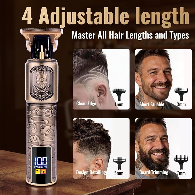 Ufree Foil Shaver and Beard Hair Trimmer Set, Men Electric Razor，Mens Gifts | 6500-7500RPM Head Shavers for Bald, Zero-Gap, Type-C, LED Display, T-Blade Line Versatile for Mustache, Stubble & Crisp Edge