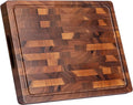 Walnut Cutting Boards for Kitchen, End Grain Wooden Chopping Board | 17"×13" Double Sided Charcuterie Board with Handle, 1"Thick Butcher Block Large for Prep & Serving with Gift Box