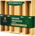 Luxury Bamboo Kitchen Drawer Organizer - Silverware Organizer - Utensil Holder and Cutlery Tray with Grooved Drawer Dividers for Flatware and Kitchen Utensils (5 Slot, Natural)