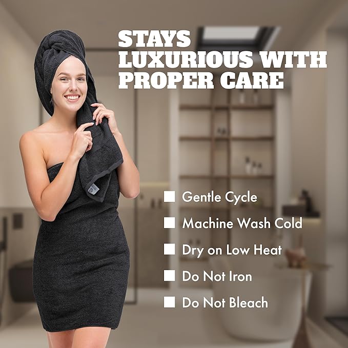 White Classic Black Bath Towels 27x54 Inch, Cotton Towel Set for Bathroom, Hotel, Gym, Spa, Soft Extra Absorbent Quick Dry 4 Pack