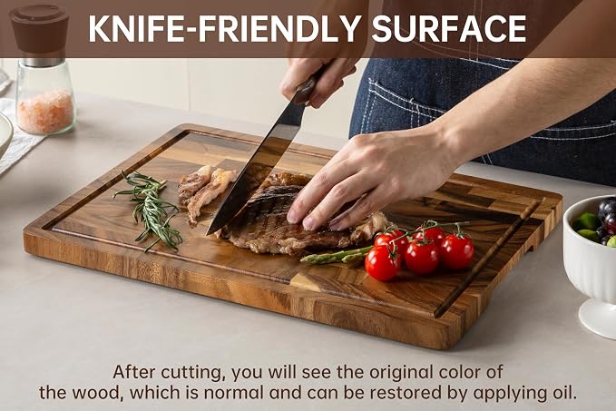 Walnut Wood Cutting Boards for Kitchen, End Grain Chopping Board | Charcuterie Board with Juice Groove & Handle, Butcher Block for Meal Prep & Serving with Gift Box, 16.5" x 11.6" x 0.8"