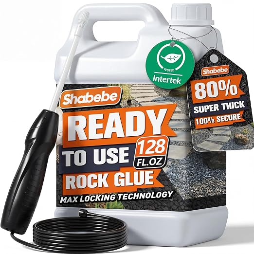 Rock Glue with Electric Sprayer, 1 Gallon Ready-to-Use Mulch Hold for Landscaping, 100% Water-Permeable, Pet-Safe Non-Toxic Landscape Glue Spray for Rocks Binder, Patios Pea Gravel Stabilizer