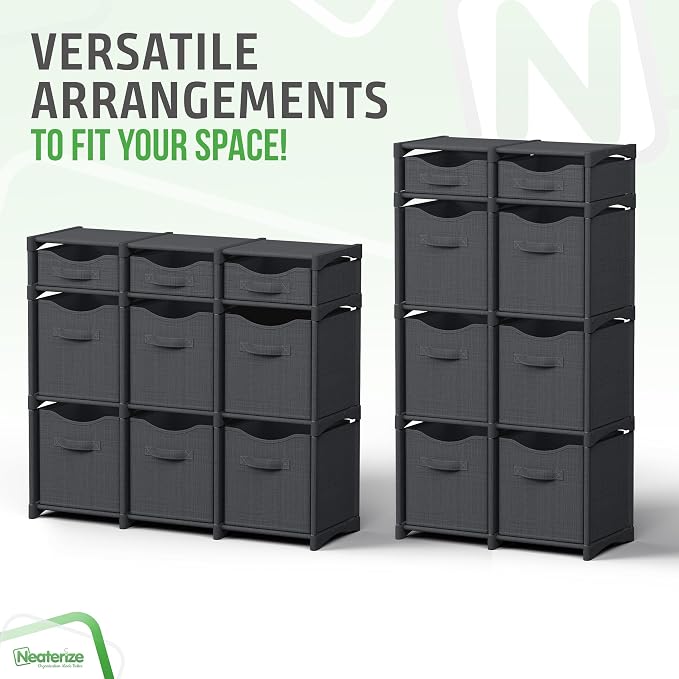 Cube Storage Organizer with 9 Storage Bins Included – Storage Cubes for Home Organization, Toy Storage, Office Storage, Living Room Storage, and General Storage Solution (Dark Grey)